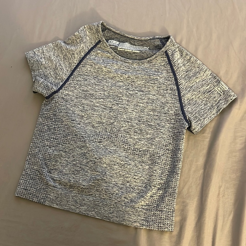 PINK blue/ grey heather crop top